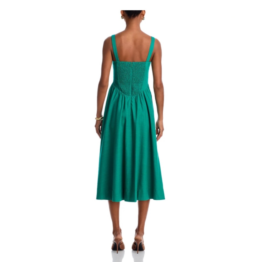 Aqua Fit-and-flare Linen Blend poplin midi dress - Picture 2 of 4